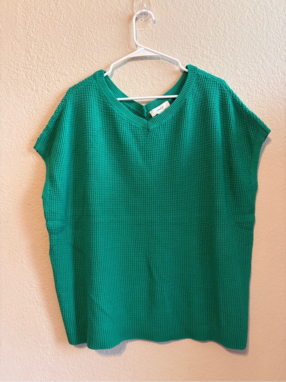CJ Banks Emerald Green Knit V-Neck Pullover